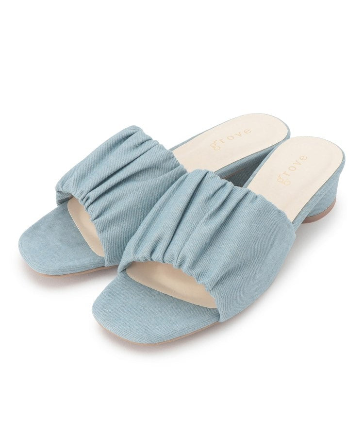 グローブ grove ギャザーミュールサンダル (サックスブルー(090)) サックスブルー(090)