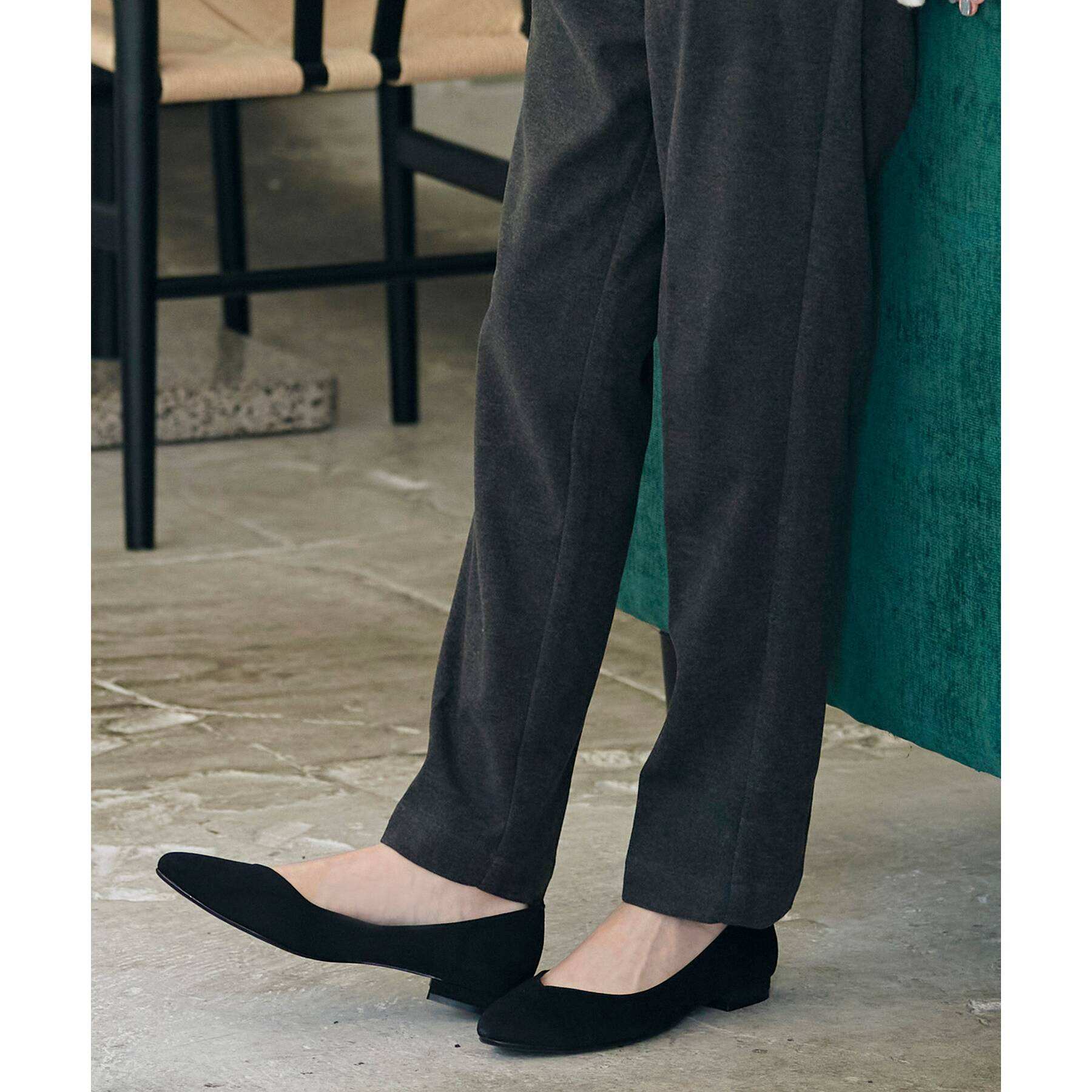 グローブ grove やわここち(R) Vカットフラットパンプス (スムースブラック) スムースブラック(019)