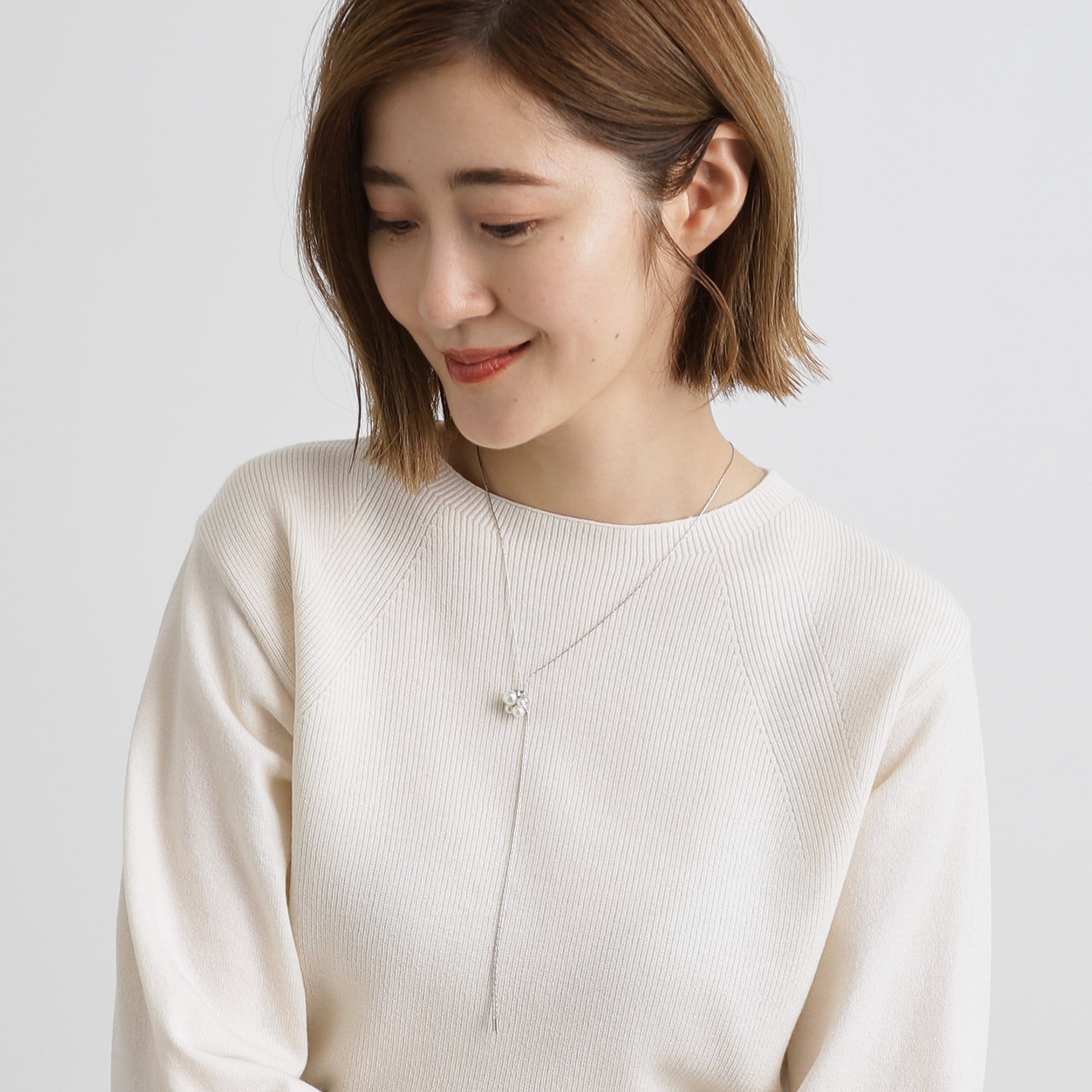 グローブ grove パール調ビジュースライドネックレス (シルバー(006)) シルバー(006)