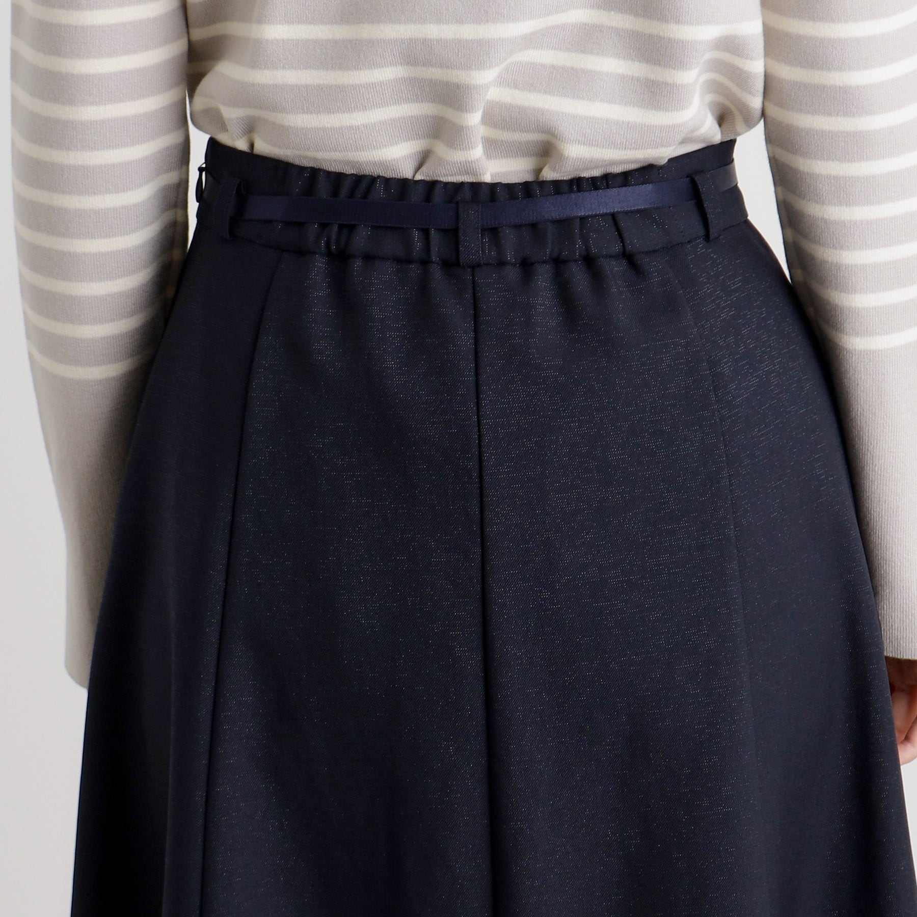 グローブ grove ベルト付きラメツイルフレアスカート (グレージュ(050)) グレージュ(050)