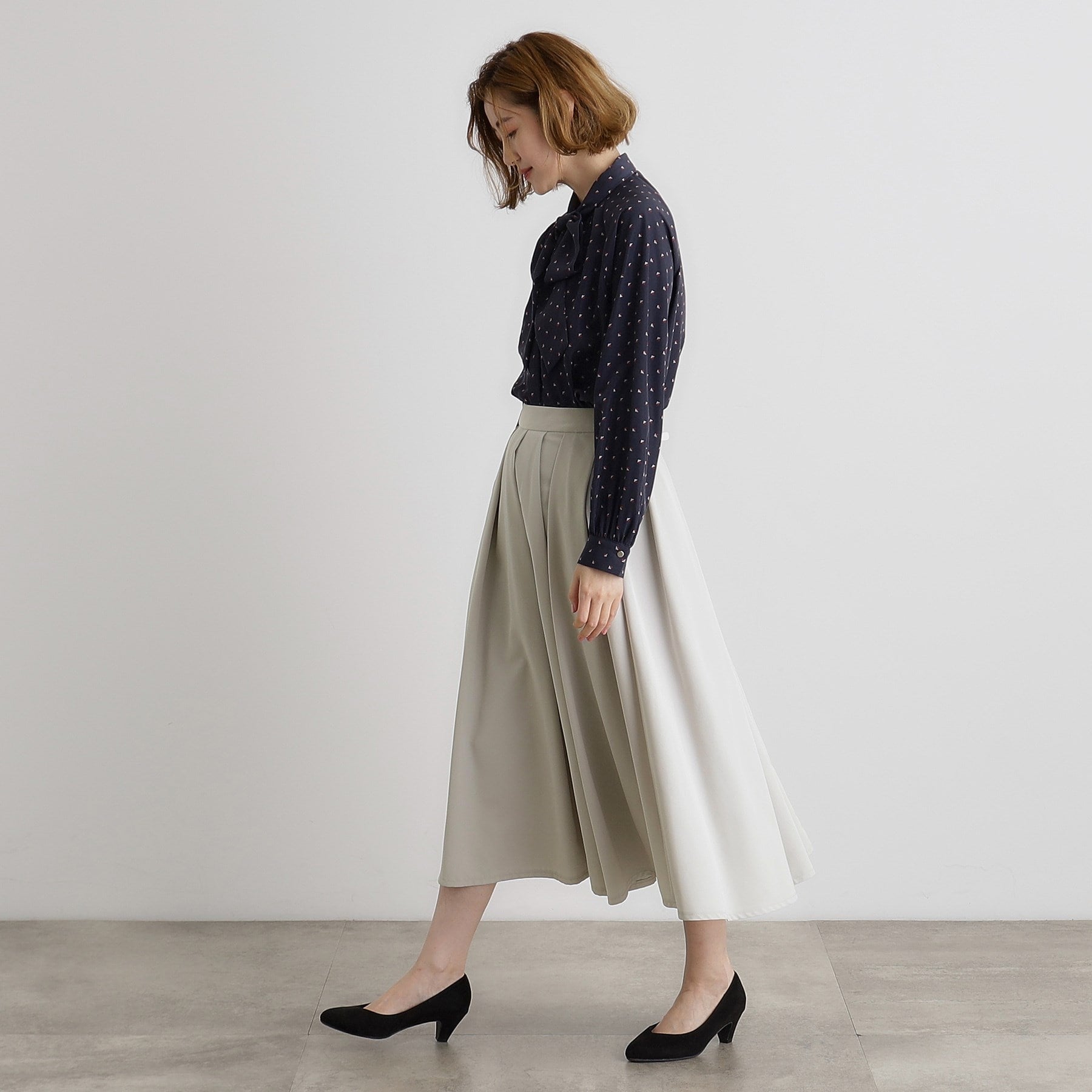 グローブ grove イレギュラータックフレアスカート (チャコールグレー(013)) チャコールグレー(013)