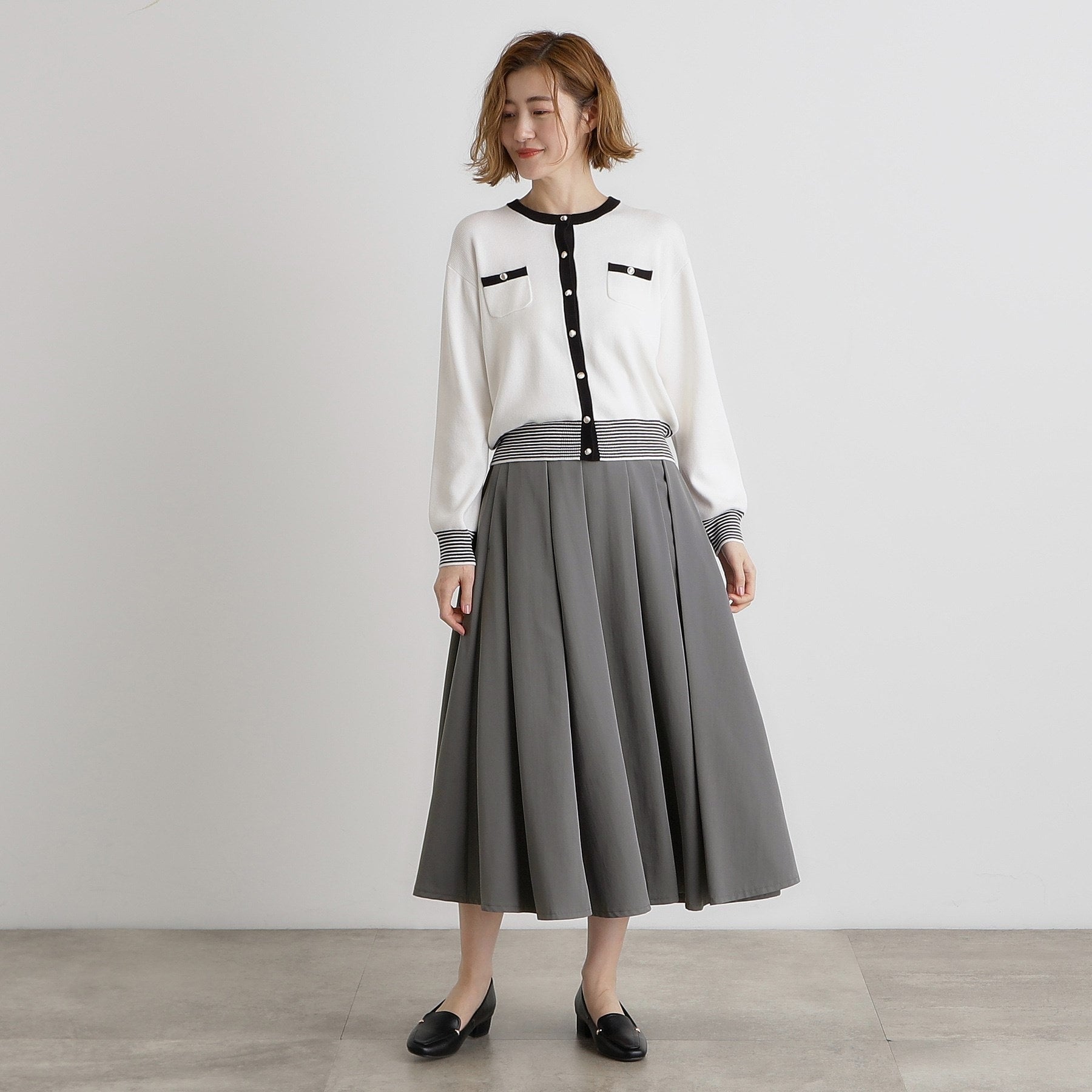 グローブ grove イレギュラータックフレアスカート (チャコールグレー(013)) チャコールグレー(013)