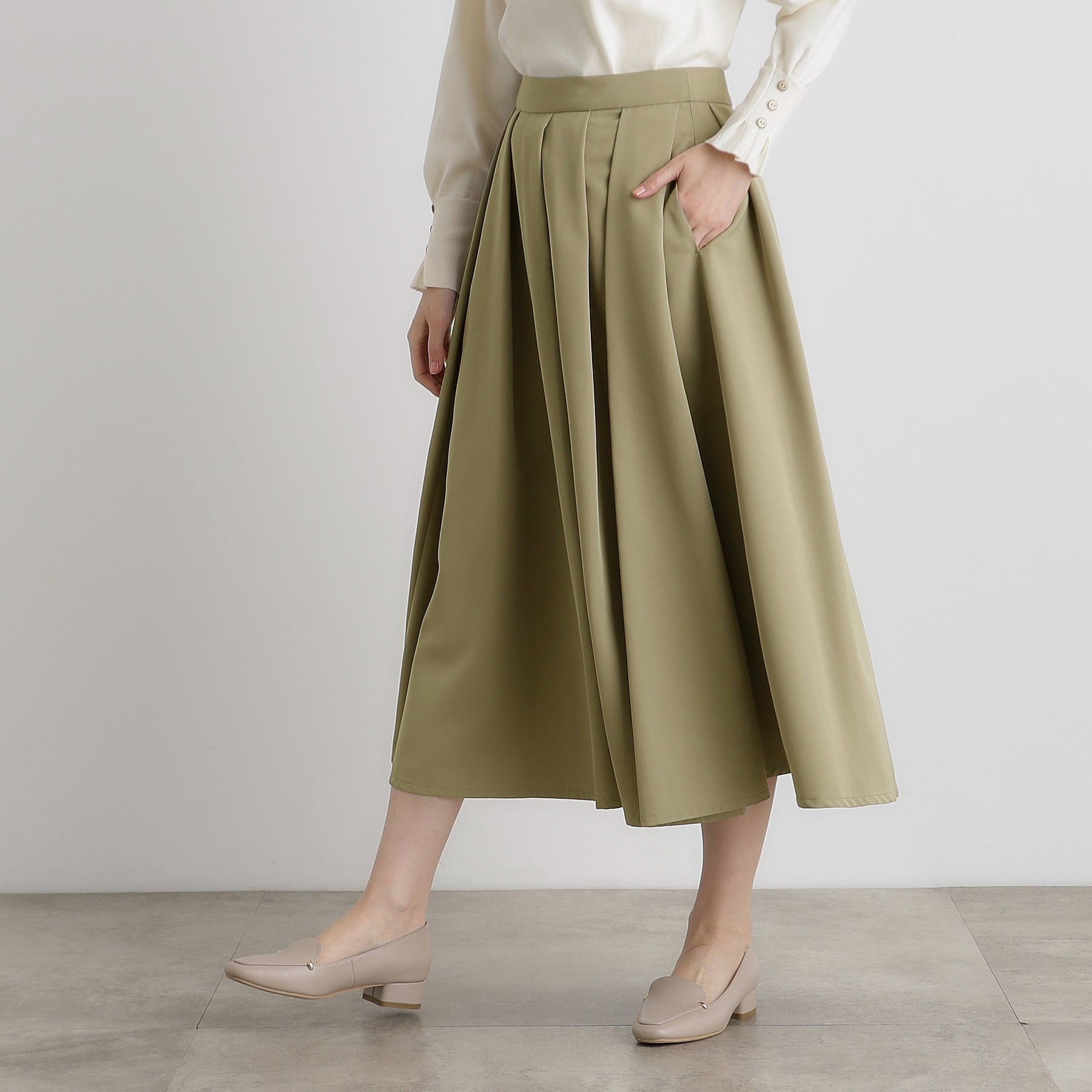 グローブ grove イレギュラータックフレアスカート (チャコールグレー(013)) チャコールグレー(013)