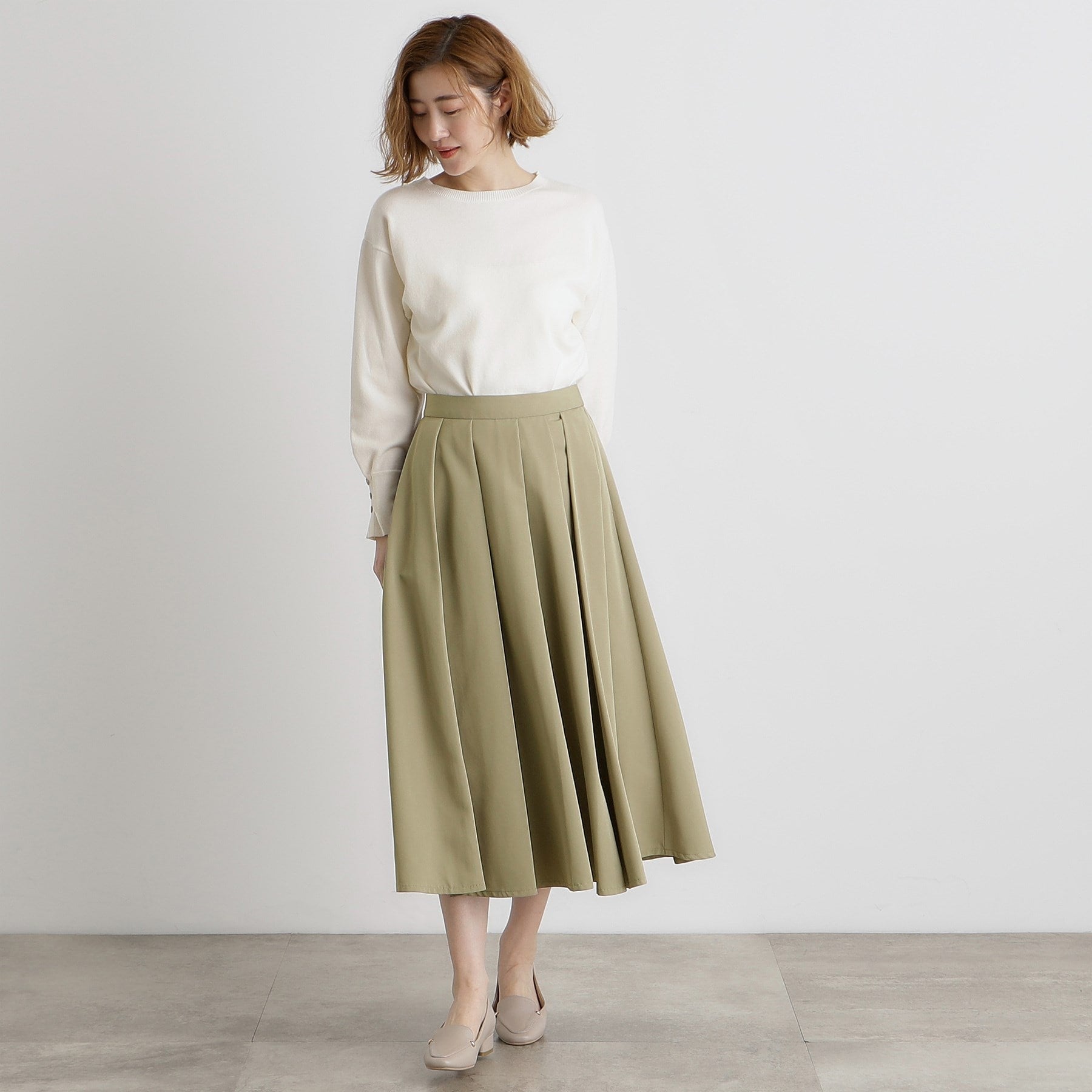 グローブ grove イレギュラータックフレアスカート (チャコールグレー(013)) チャコールグレー(013)