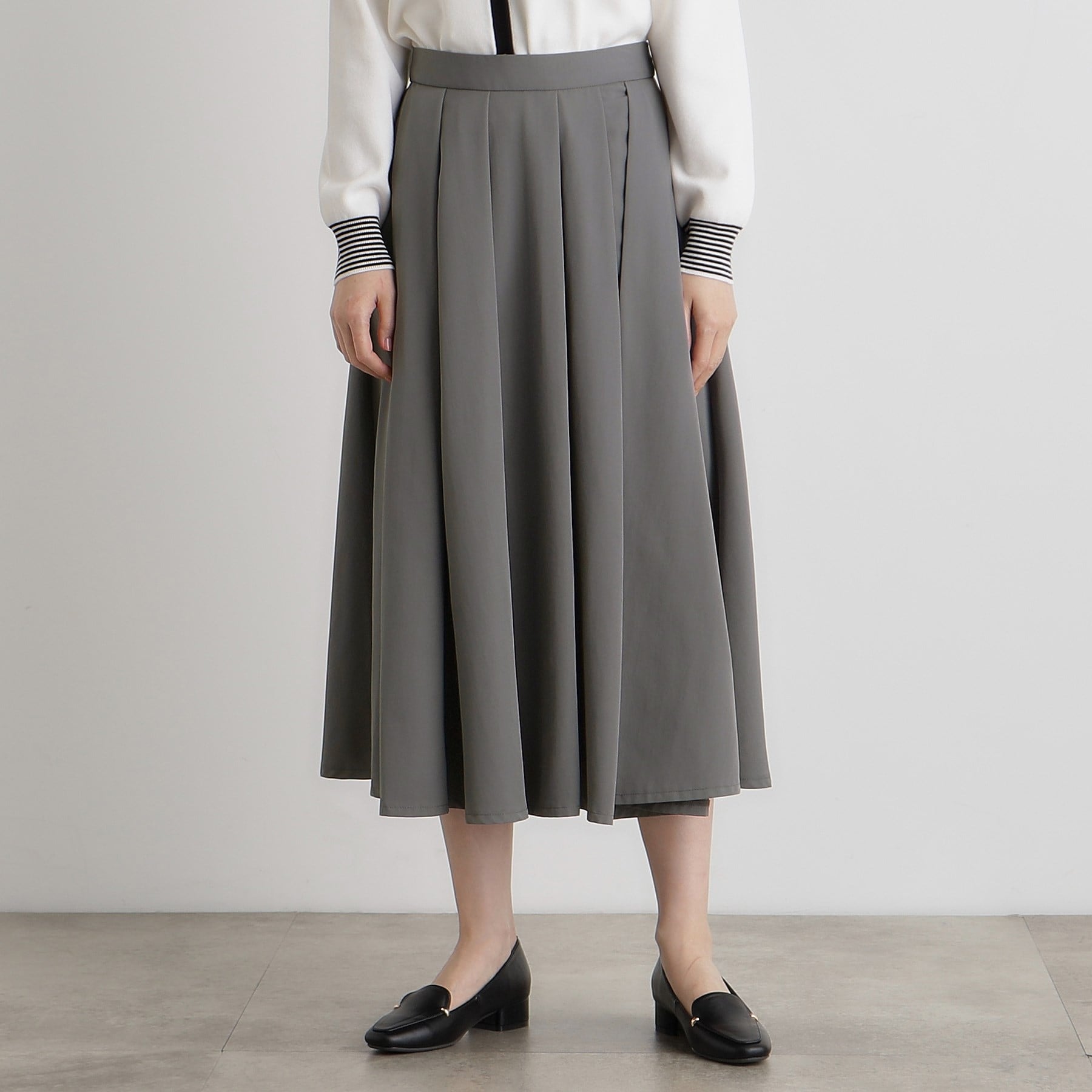 グローブ grove イレギュラータックフレアスカート (チャコールグレー(013)) チャコールグレー(013)