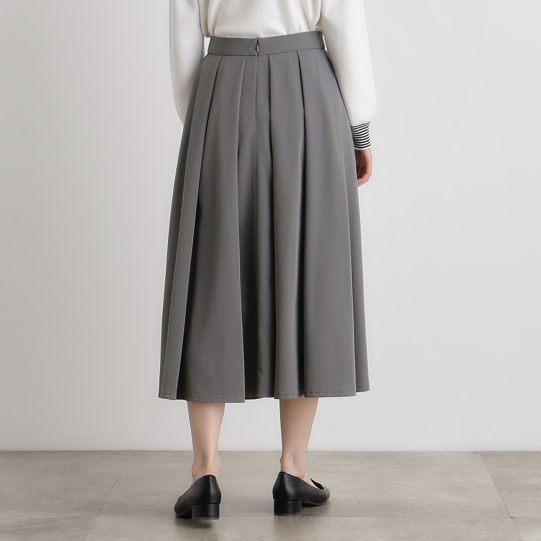 グローブ grove イレギュラータックフレアスカート (チャコールグレー(013)) チャコールグレー(013)