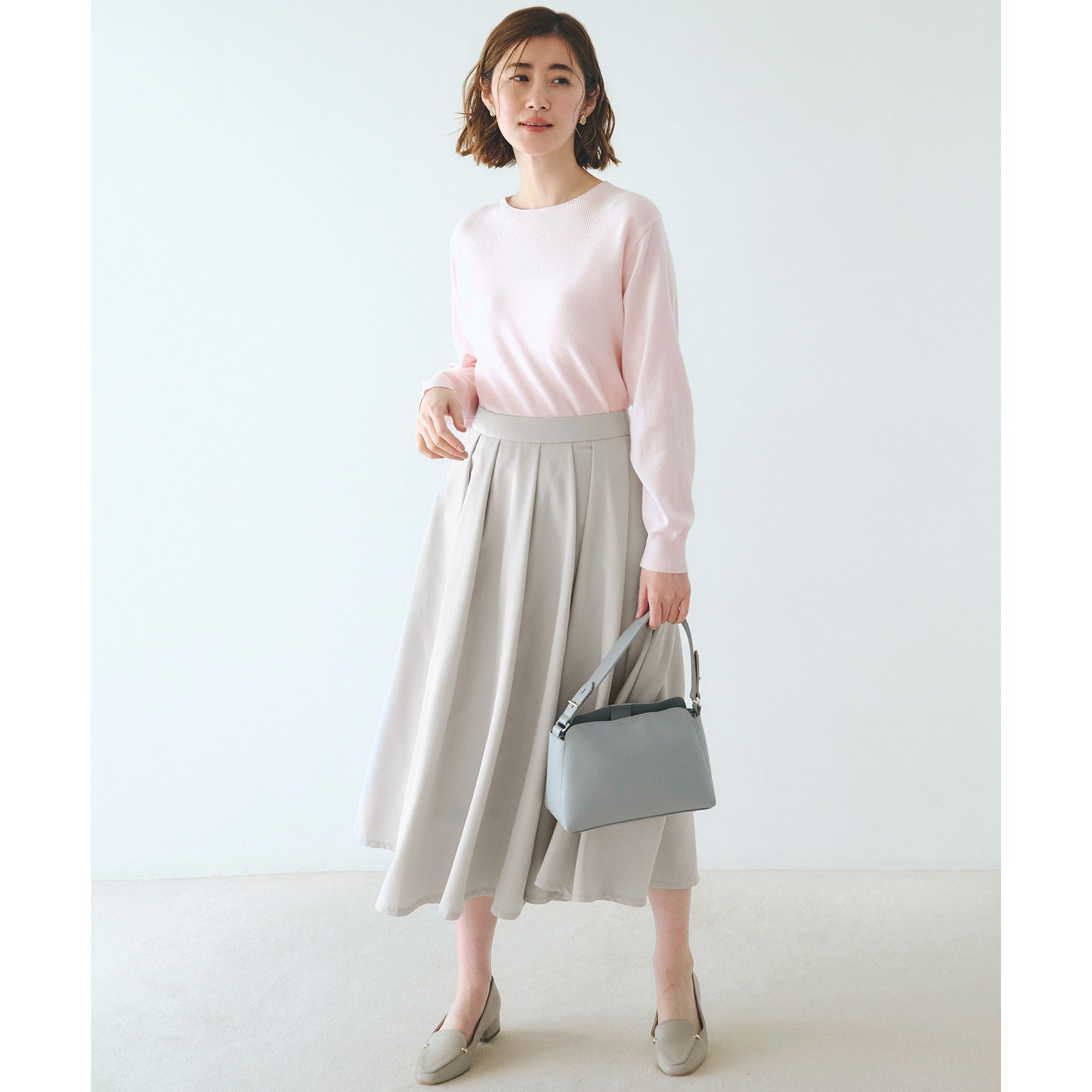 グローブ grove イレギュラータックフレアスカート (チャコールグレー(013)) チャコールグレー(013)