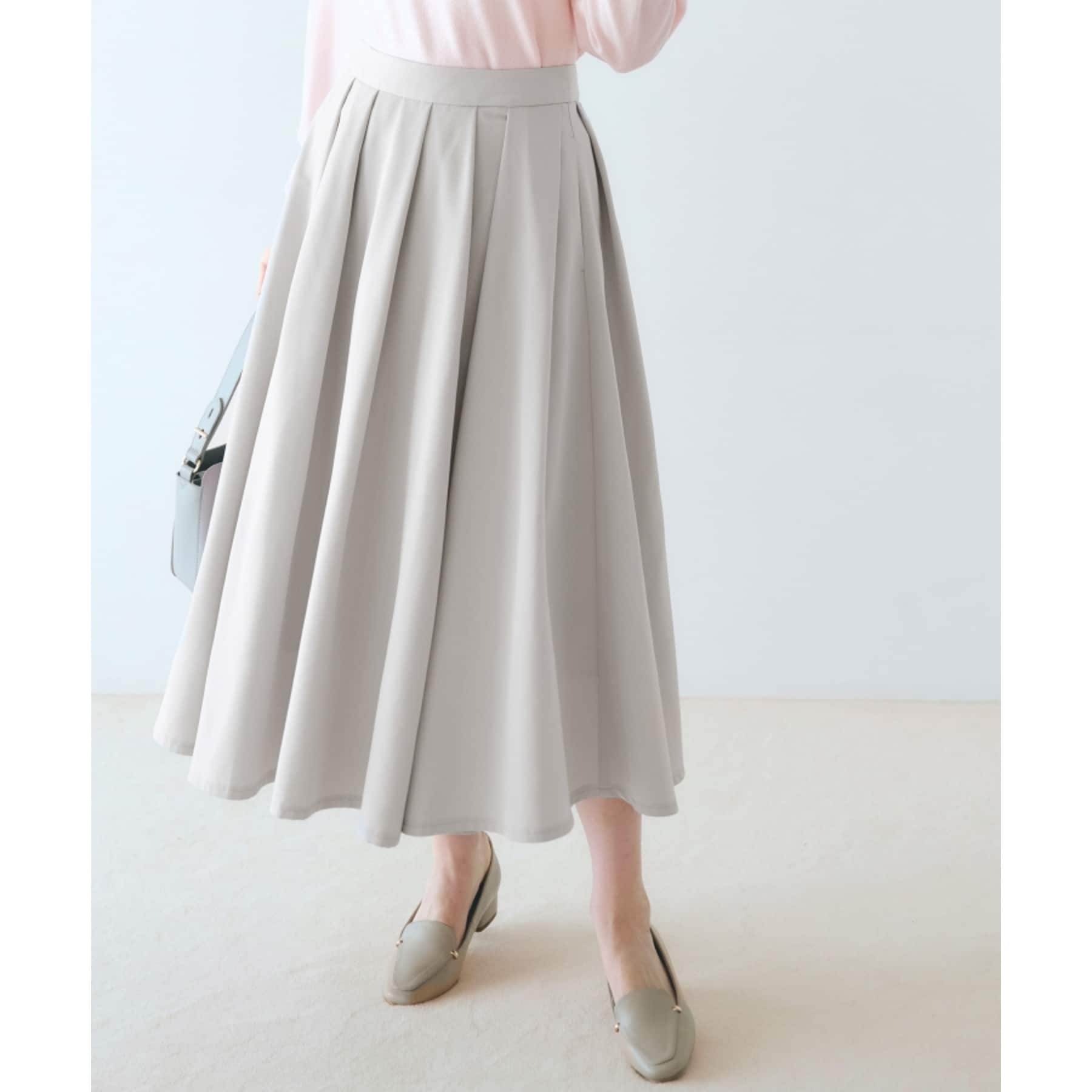 グローブ grove イレギュラータックフレアスカート (ライトグレー(010)) ライトグレー(010)