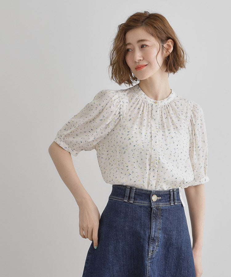 グローブ grove 【洗える】ヴィンテージサテンウイングスリーブブラウス (オフホワイト(103)) オフホワイト(103)