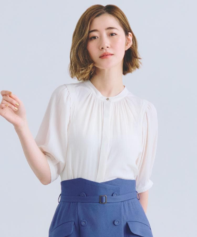 グローブ grove 【洗える】ヴィンテージサテンウイングスリーブブラウス (オフホワイト(003)) オフホワイト(003)