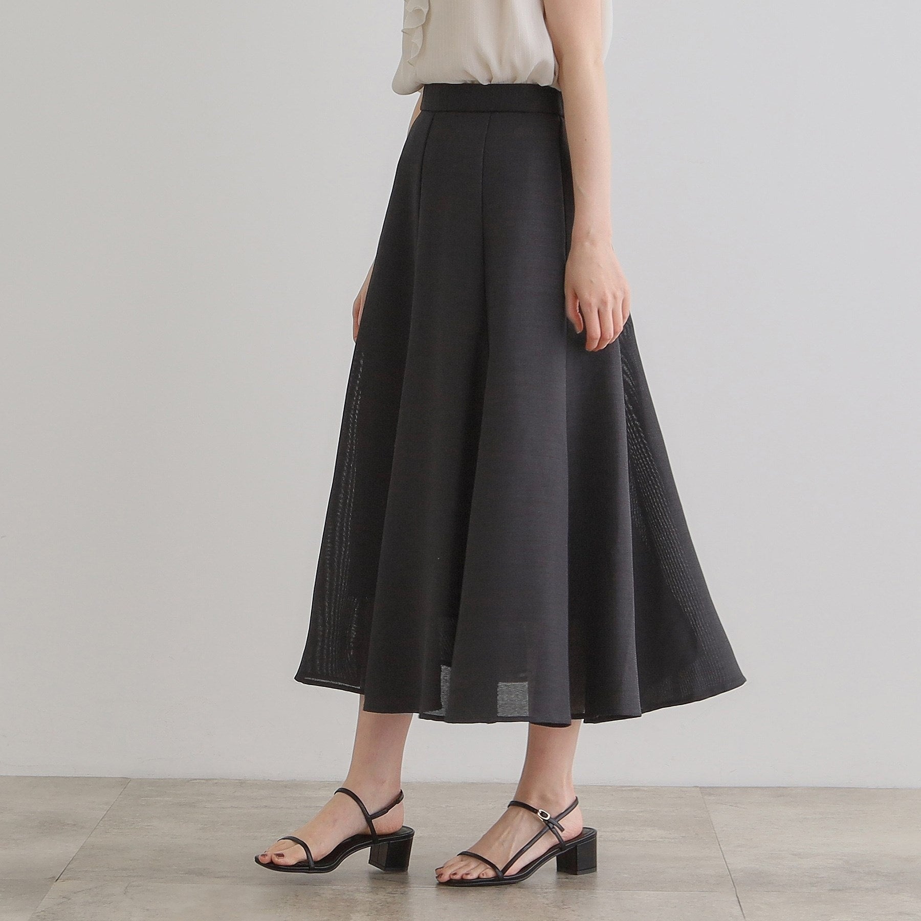 グローブ grove 麻調メッシュフレアスカート (オレンジ(066)) オレンジ(066)