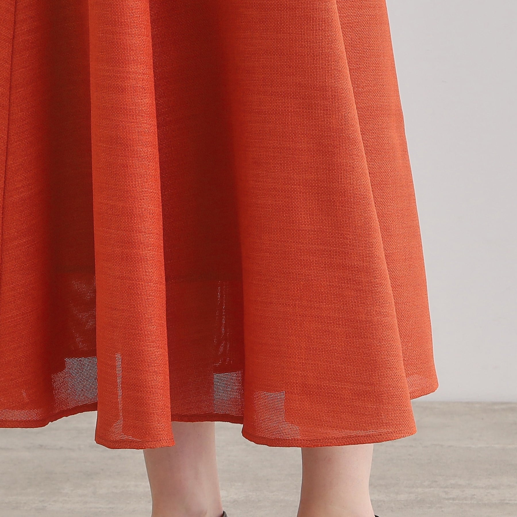グローブ grove 麻調メッシュフレアスカート (オレンジ(066)) オレンジ(066)