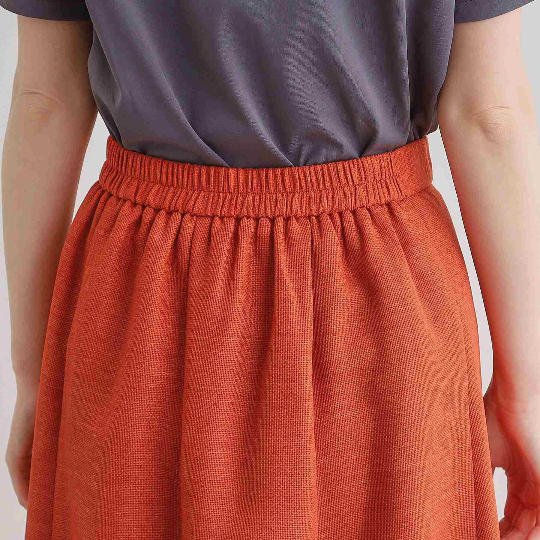 グローブ grove 麻調メッシュフレアスカート (オレンジ(066)) オレンジ(066)