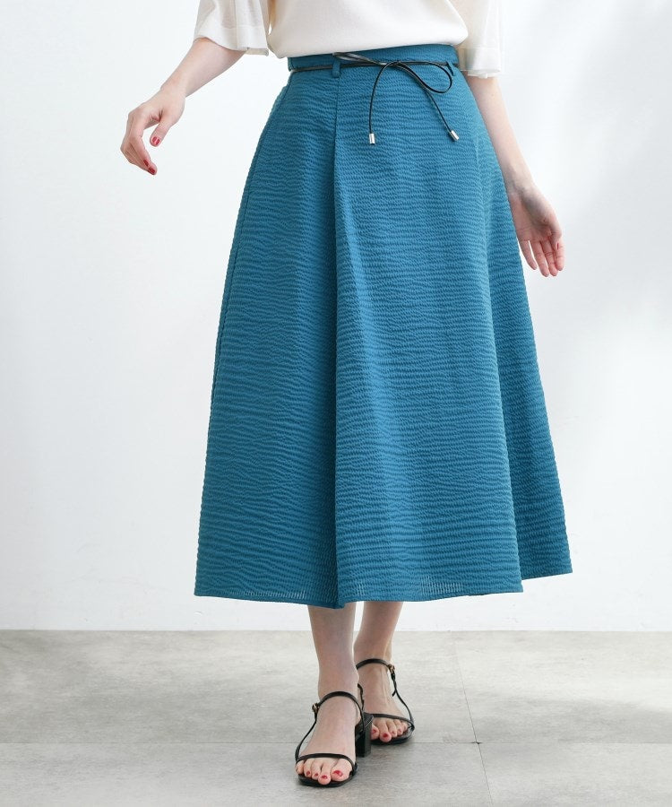 グローブ grove コードリボンタックAラインスカート (ブルーグリーン(097)) ブルーグリーン(097)