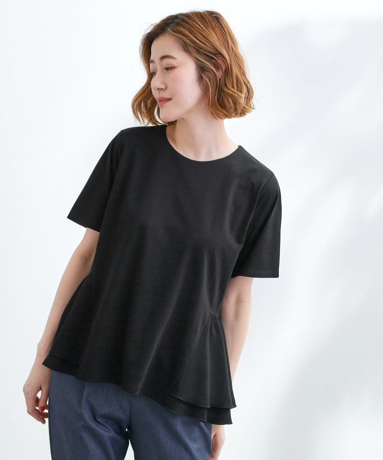 グローブ grove 【UV・冷感】布帛使いフレアーTシャツ (ブラック(019)) ブラック(019)