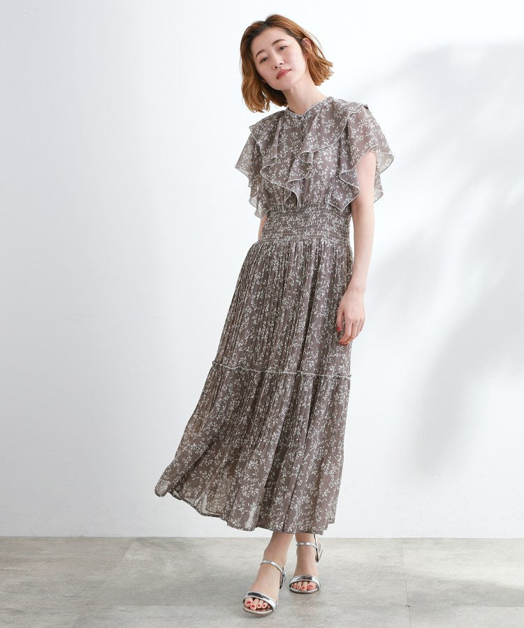 グローブ grove 夏の主役シフォンプリントプリーツワンピース (トープ(154)) トープ(154)