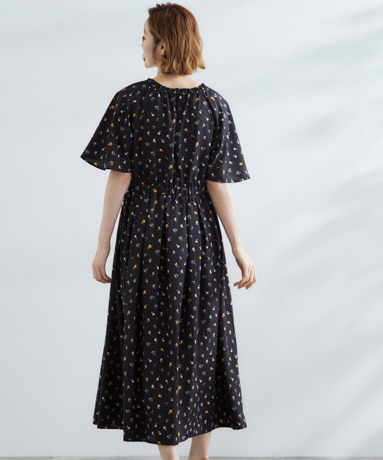 グローブ grove 【撥水】スパンボイルフレアスリーブワンピース (チャコールグレー(014)) チャコールグレー(014)