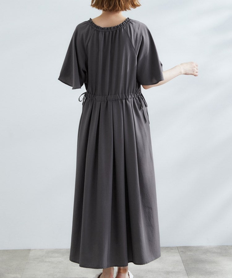 グローブ grove 【撥水】スパンボイルフレアスリーブワンピース (チャコールグレー(014)) チャコールグレー(014)