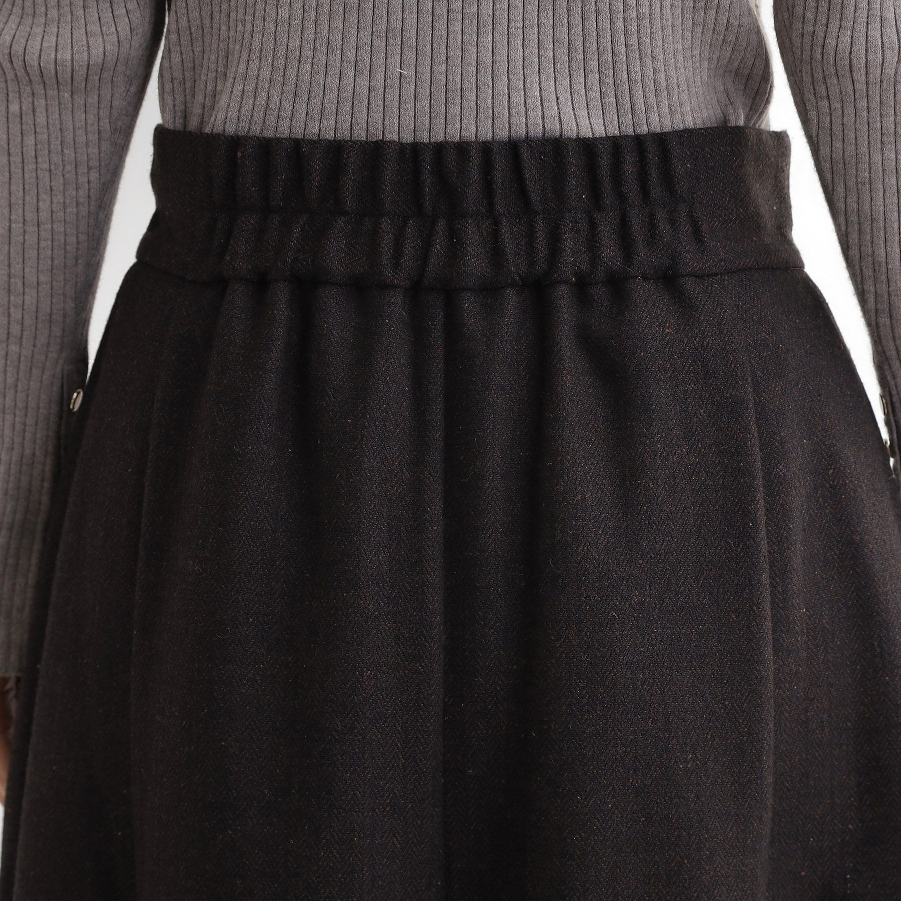 グローブ grove へリンボンツイードフレアマキシスカート (ブラウン(044)) ブラウン(044)