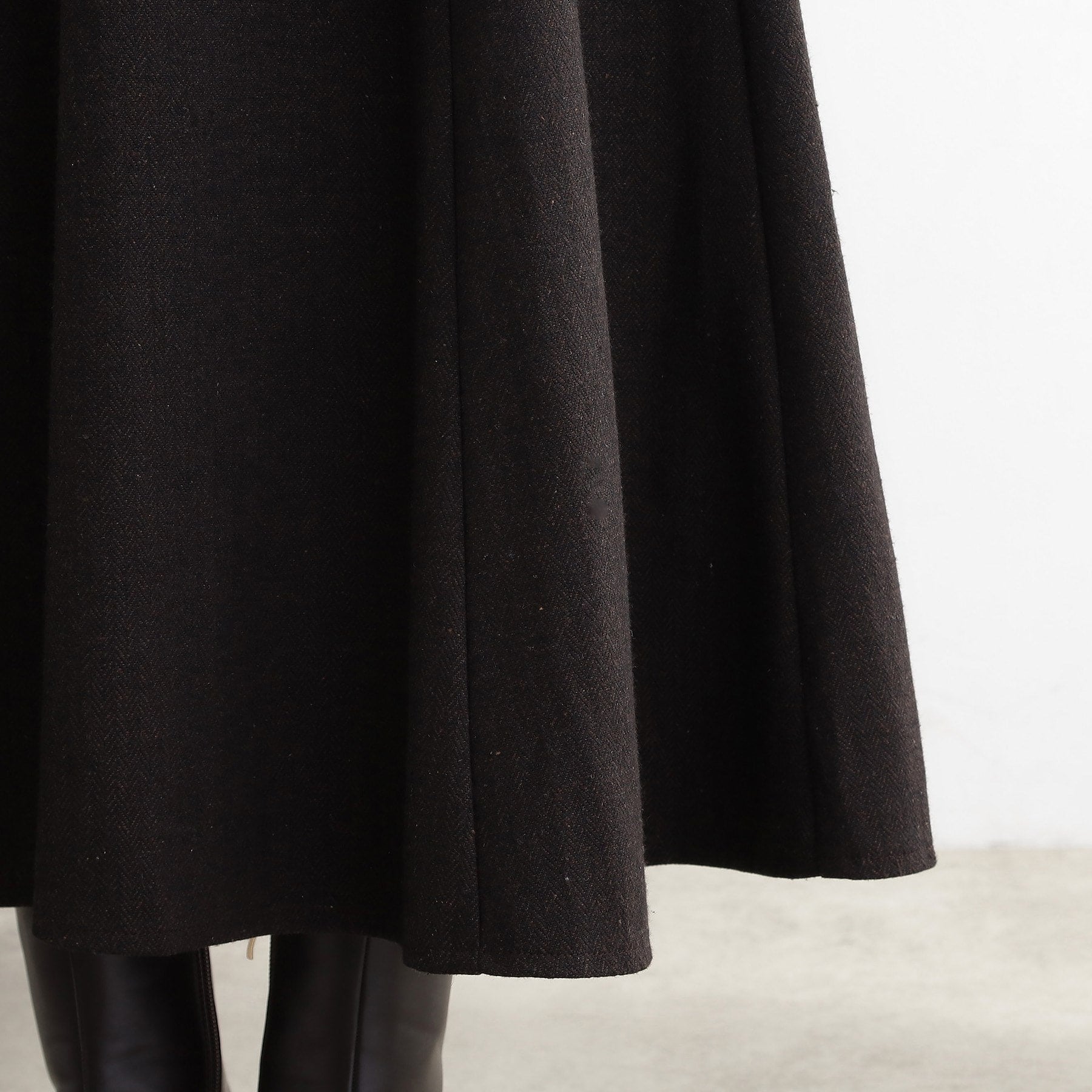 グローブ grove へリンボンツイードフレアマキシスカート (ブラウン(044)) ブラウン(044)