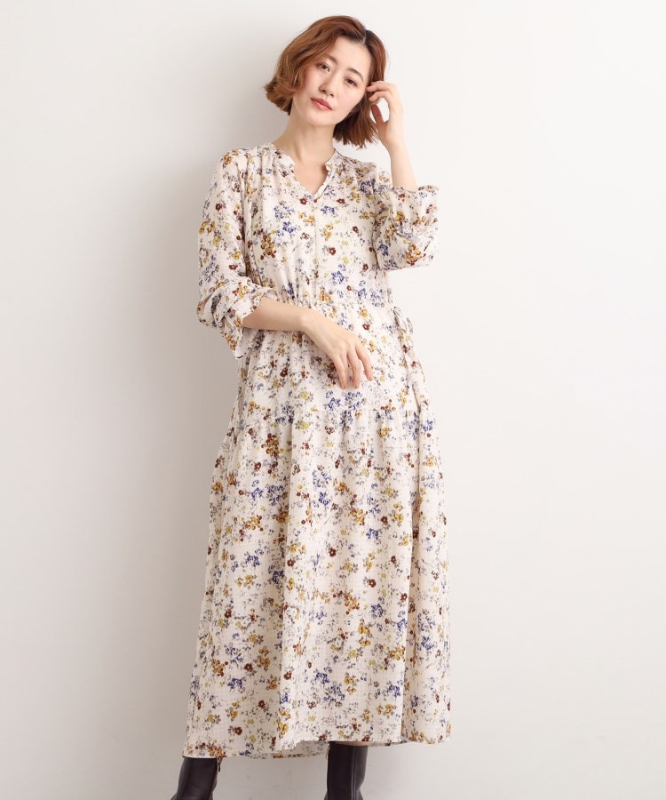 グローブ grove カスリフラワーティアードワンピース (アイボリー(104)) アイボリー(104)