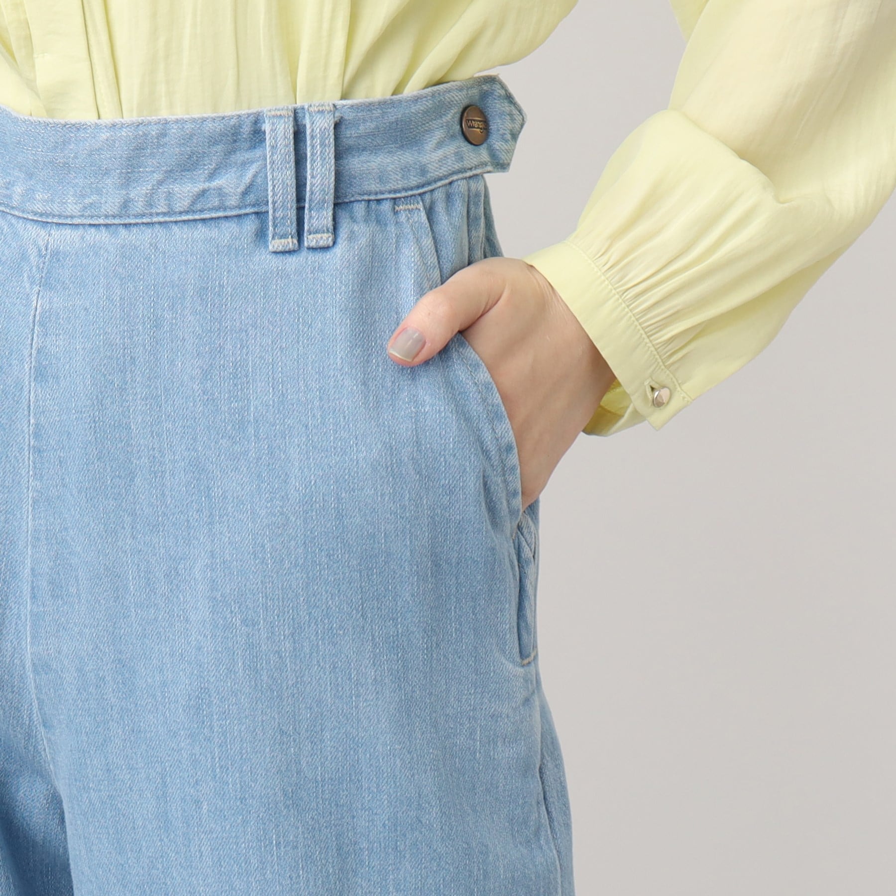 グローブ grove 【別注】Wrangler バギーパンツ (サックス(090)) サックス(090)