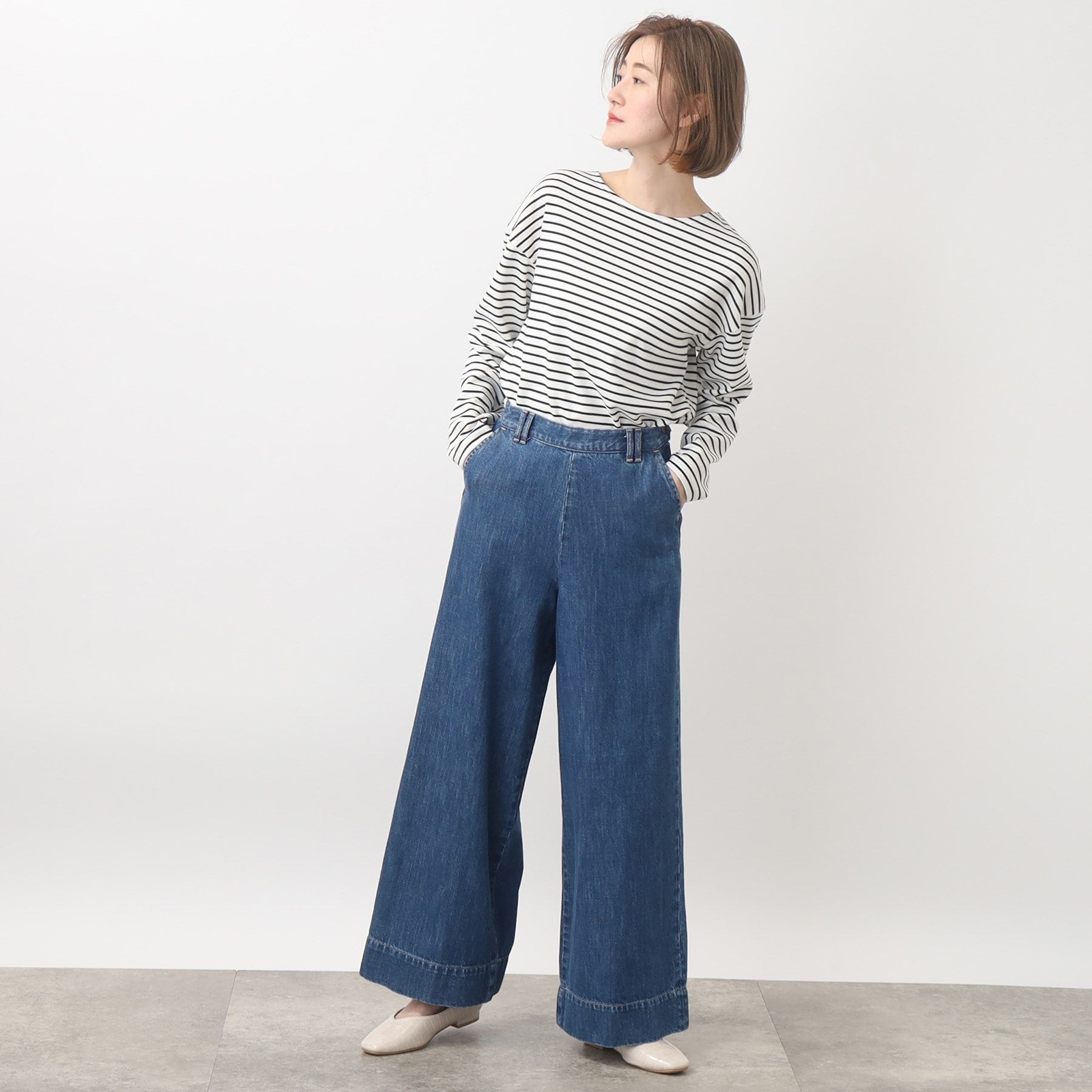 グローブ grove 【別注】Wrangler バギーパンツ (サックス(090)) サックス(090)