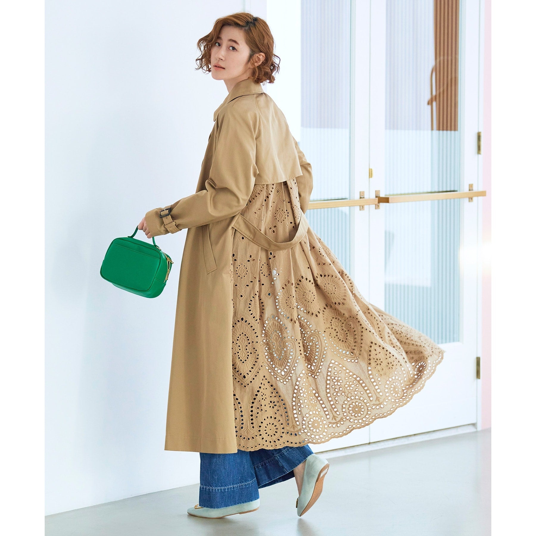 グローブ grove 【別注】Wrangler バギーパンツ (サックス(090)) サックス(090)