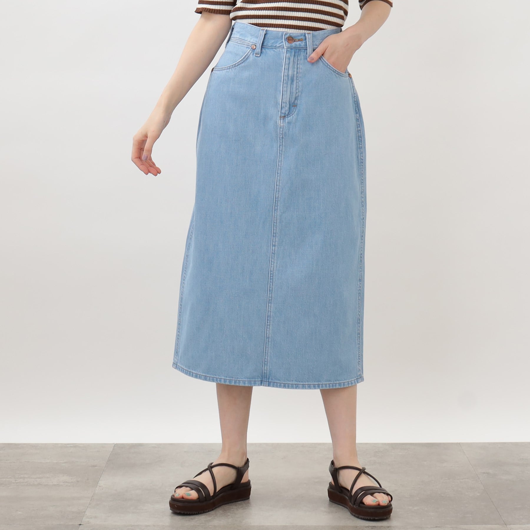 グローブ grove 【別注】Wrangler デニムスカート (サックス(090)) サックス(090)