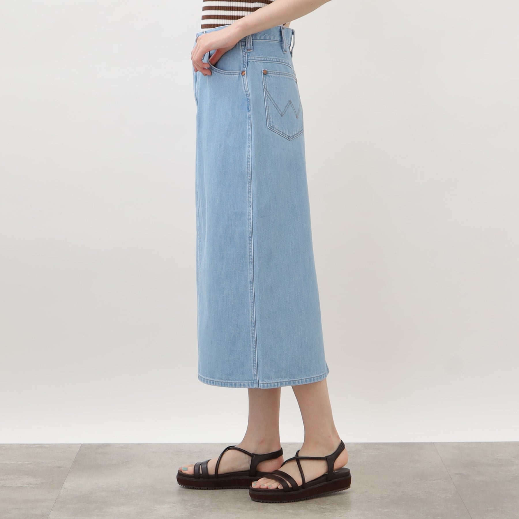 グローブ grove 【別注】Wrangler デニムスカート (サックス(090)) サックス(090)