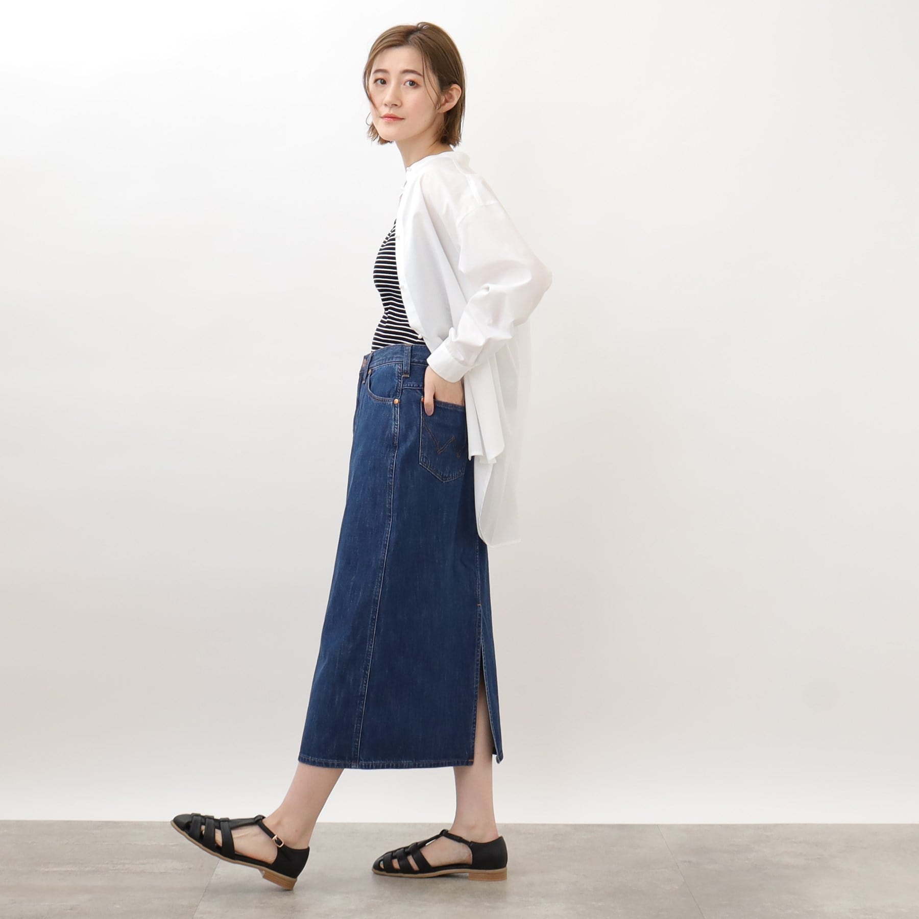 グローブ grove 【別注】Wrangler デニムスカート (サックス(090)) サックス(090)