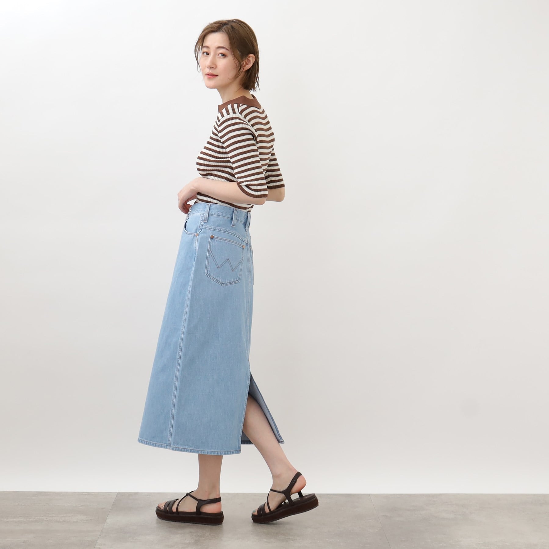 グローブ grove 【別注】Wrangler デニムスカート (サックス(090)) サックス(090)