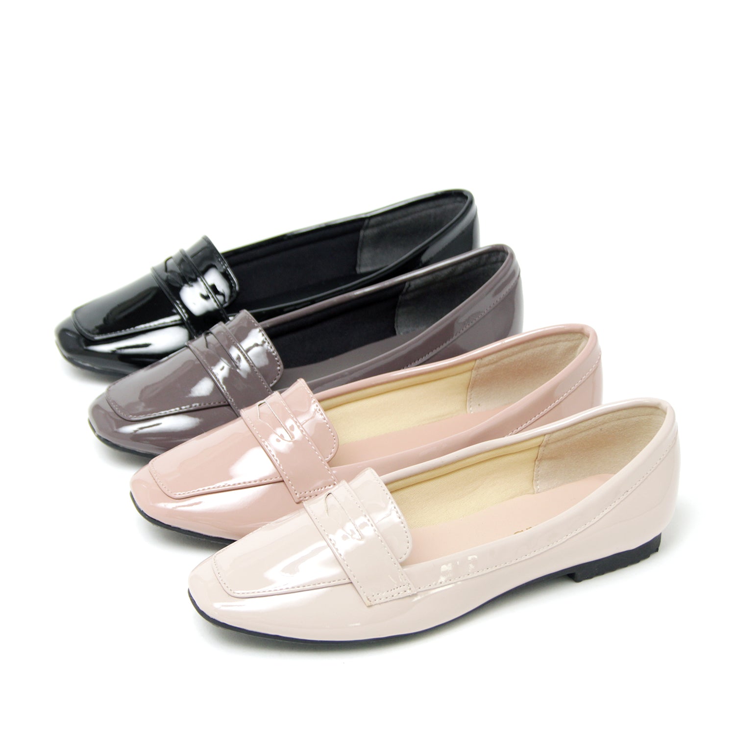 グランドフルール grandfleur 【晴雨兼用】スクエアトゥのローファーパンプス