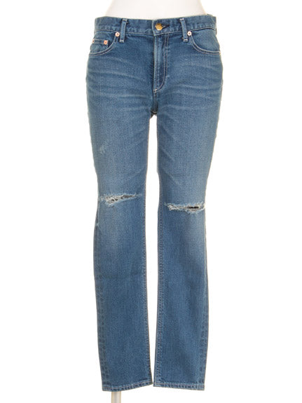 【BED&BREAKFAST】Standard Stretch Damage Denim,ブルー