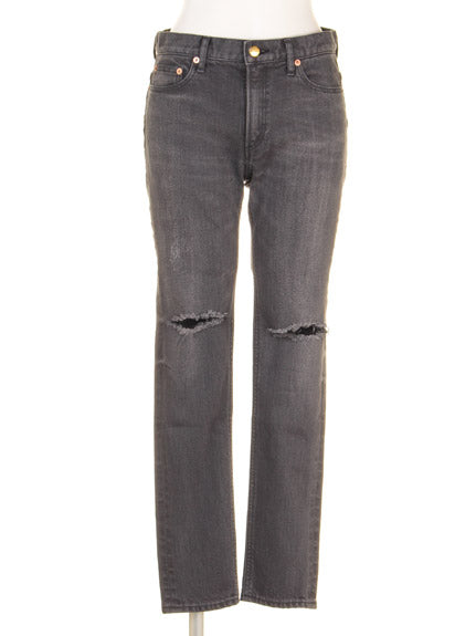 【BED&BREAKFAST】Standard Stretch Damage Denim,グレー