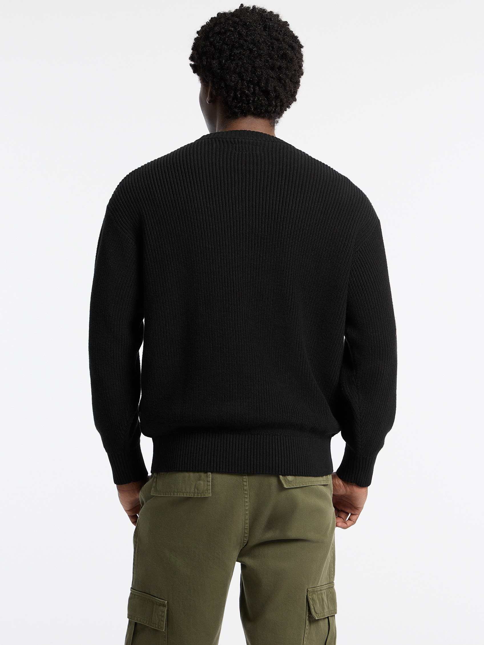 ゲス GUESS GUESS JEANS Long Sleeves Crew Neck Os Patch Sweater (JBLK) JBLK