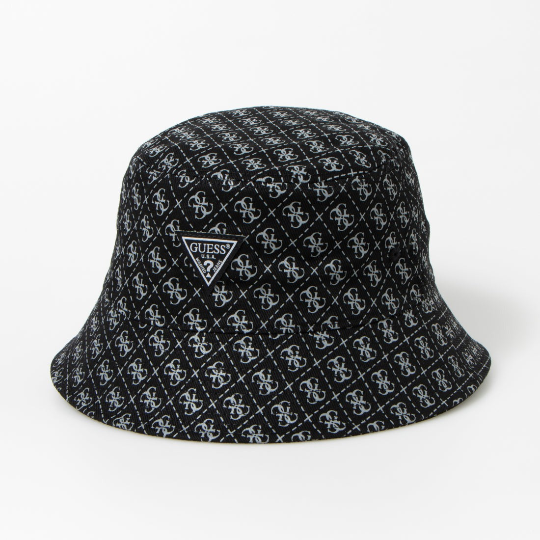 GUESS MONOGRAM Printed Bucket Hat W. Blk Triangle Logo