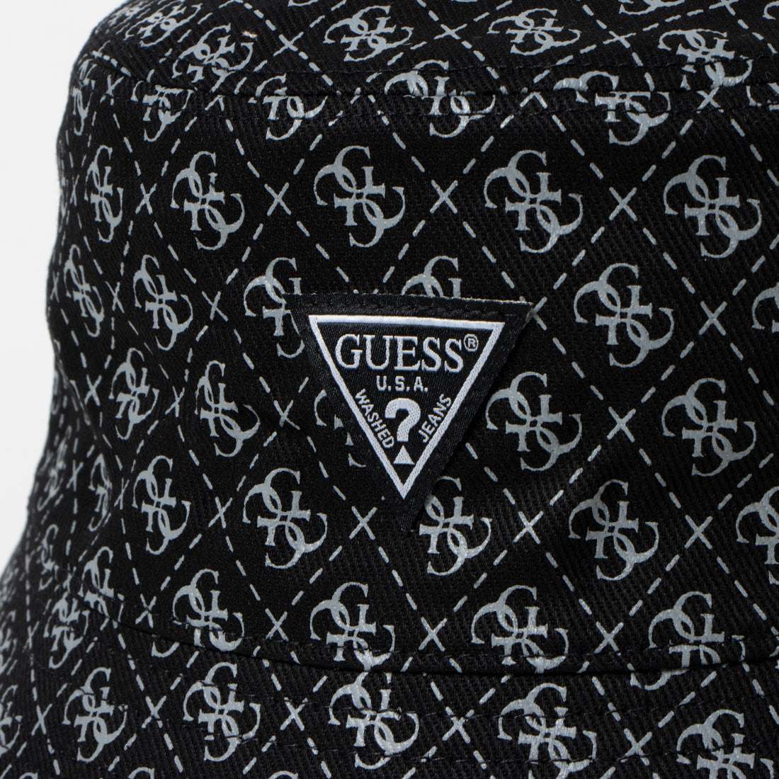 GUESS MONOGRAM Printed Bucket Hat W. Blk Triangle Logo