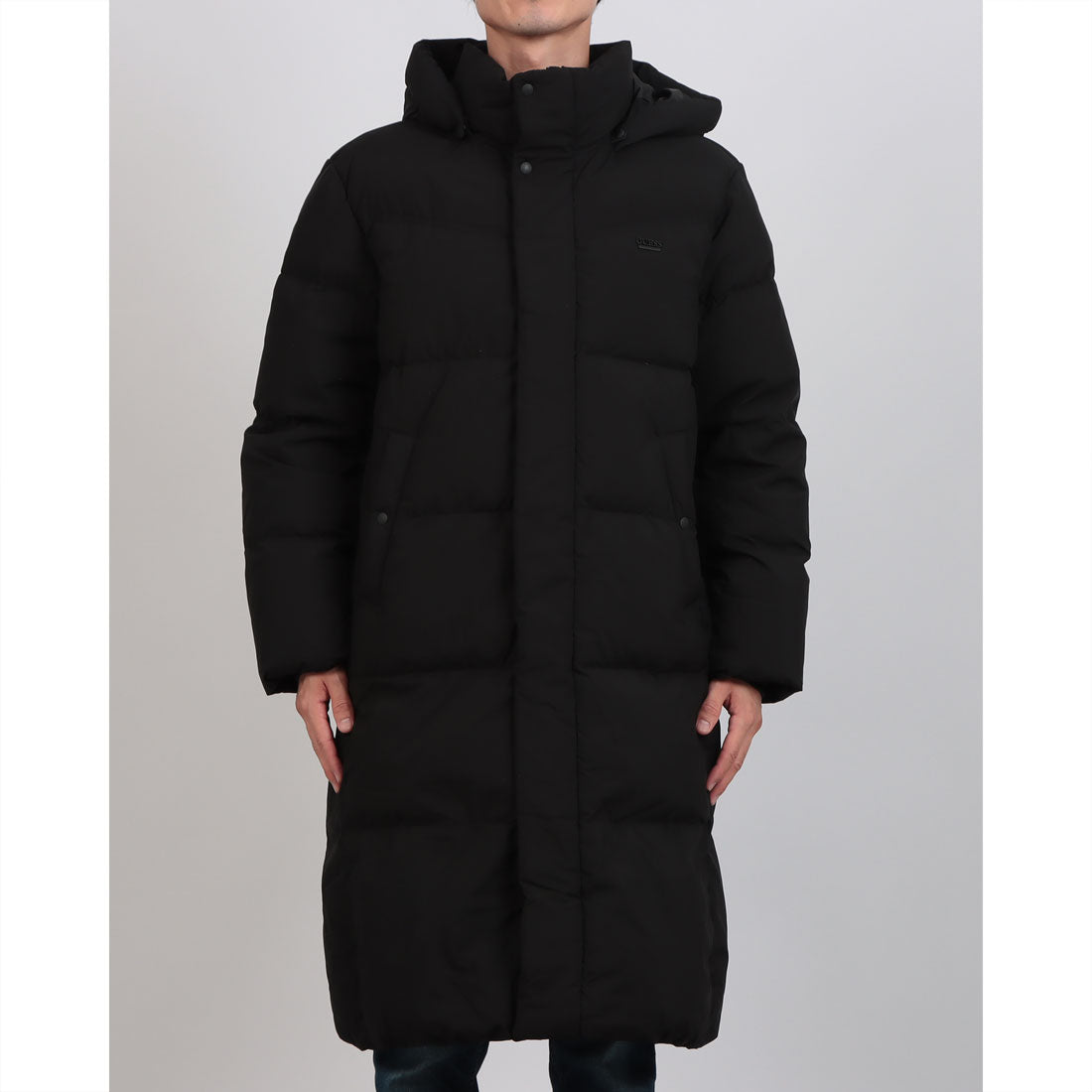 ゲス GUESS UNI Hooded Long Down Jacket (BLK) BLK