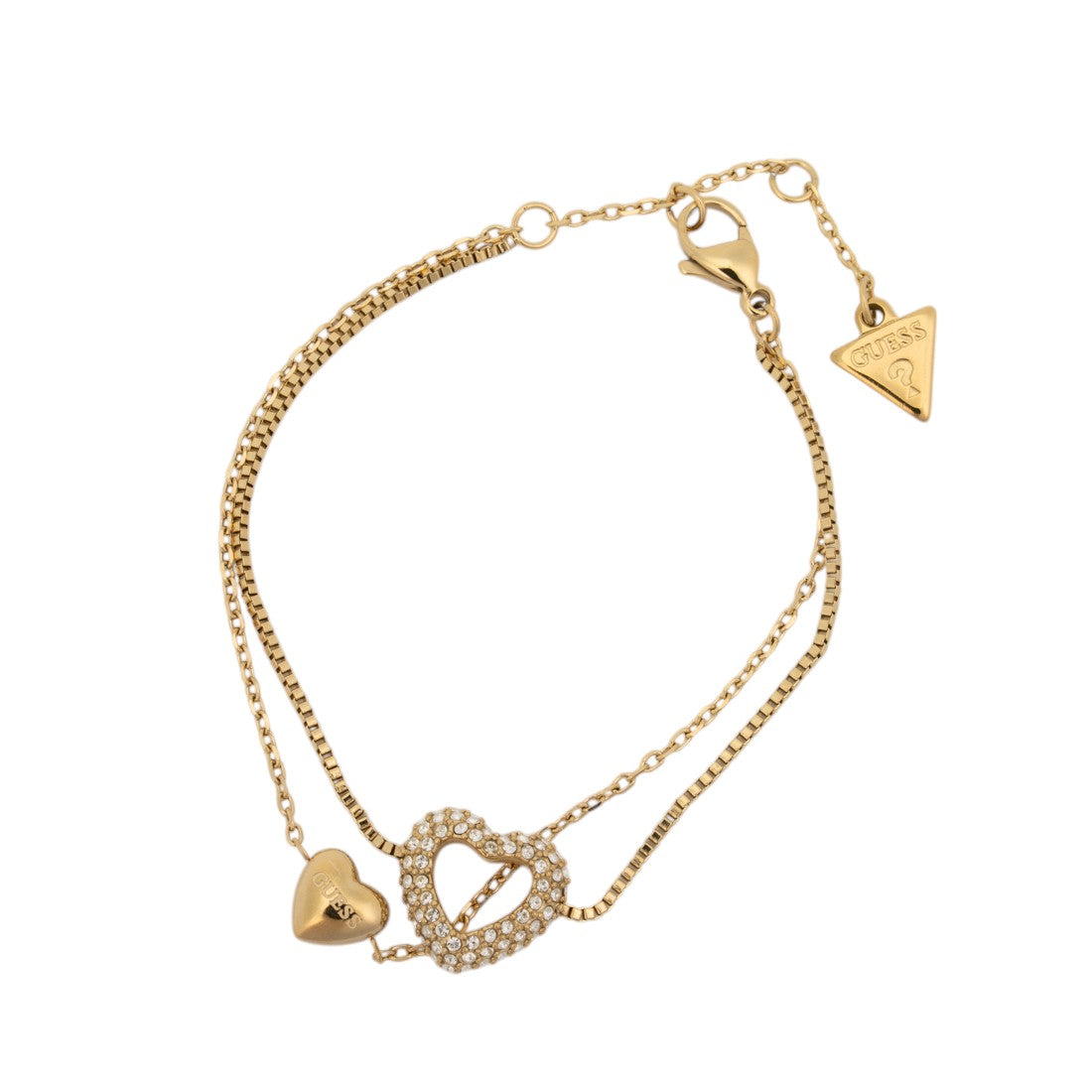 ゲス GUESS BELOVED 13MM TWO HEARTS DOUBLE BRACELET (YG) YG