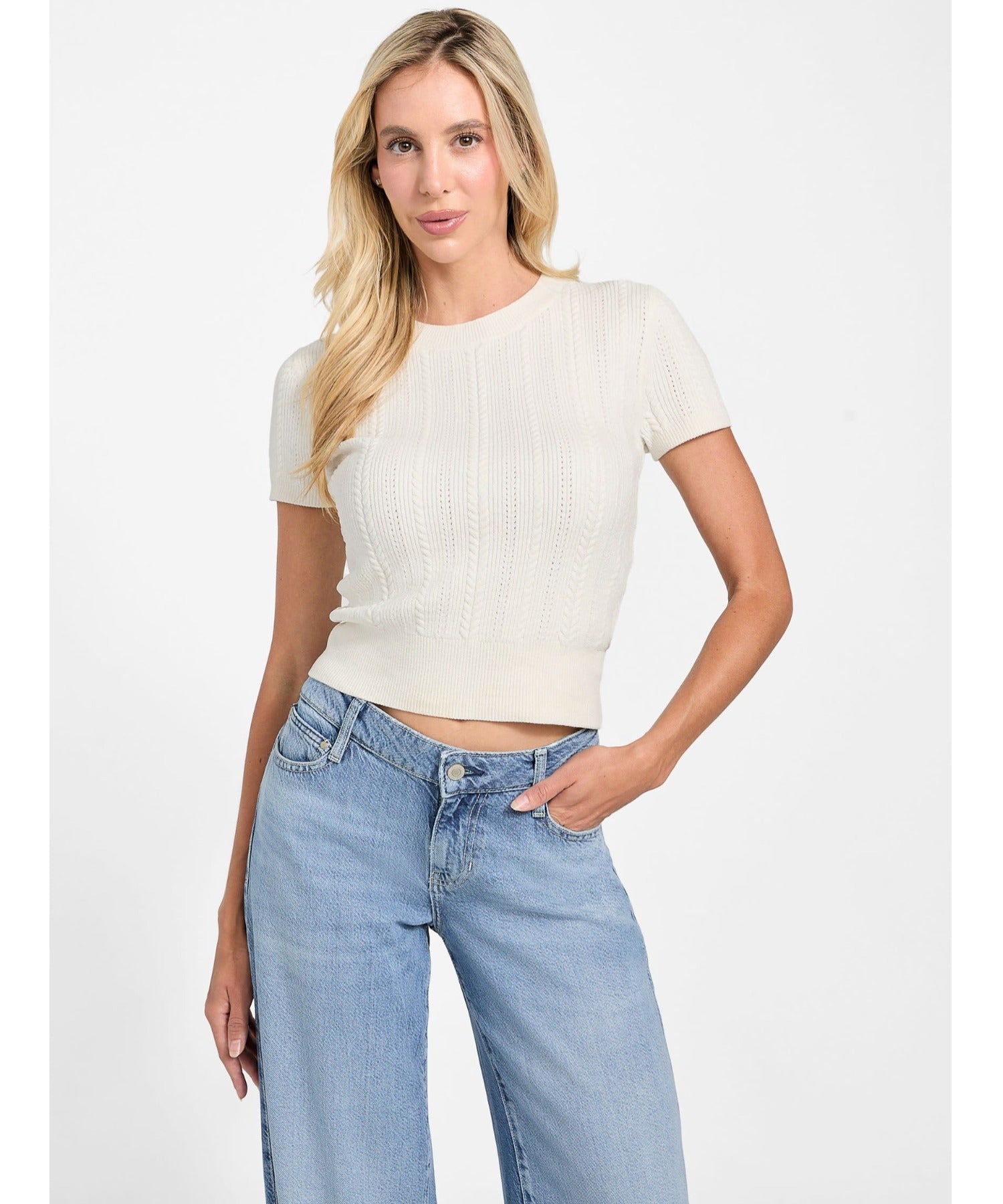 ゲス GUESS SS Chenille Marcie Cable Sweater (G1O6) G1O6