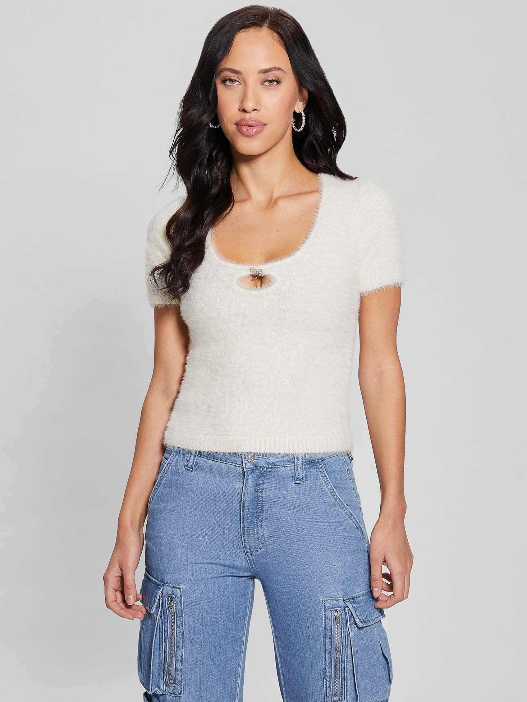 ゲス GUESS BRIGETTE Crop Sweater トップス,G1O6