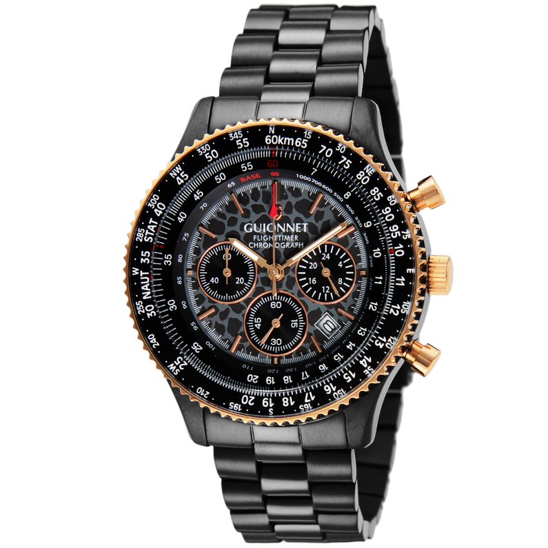 GUIONNET FlightTimer Pilot Chronograph Watch, 100m Water Resistant, Me