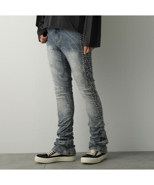 Guapi Guapi Jeans Aqua Blue Rivets Stacked Denim Flare