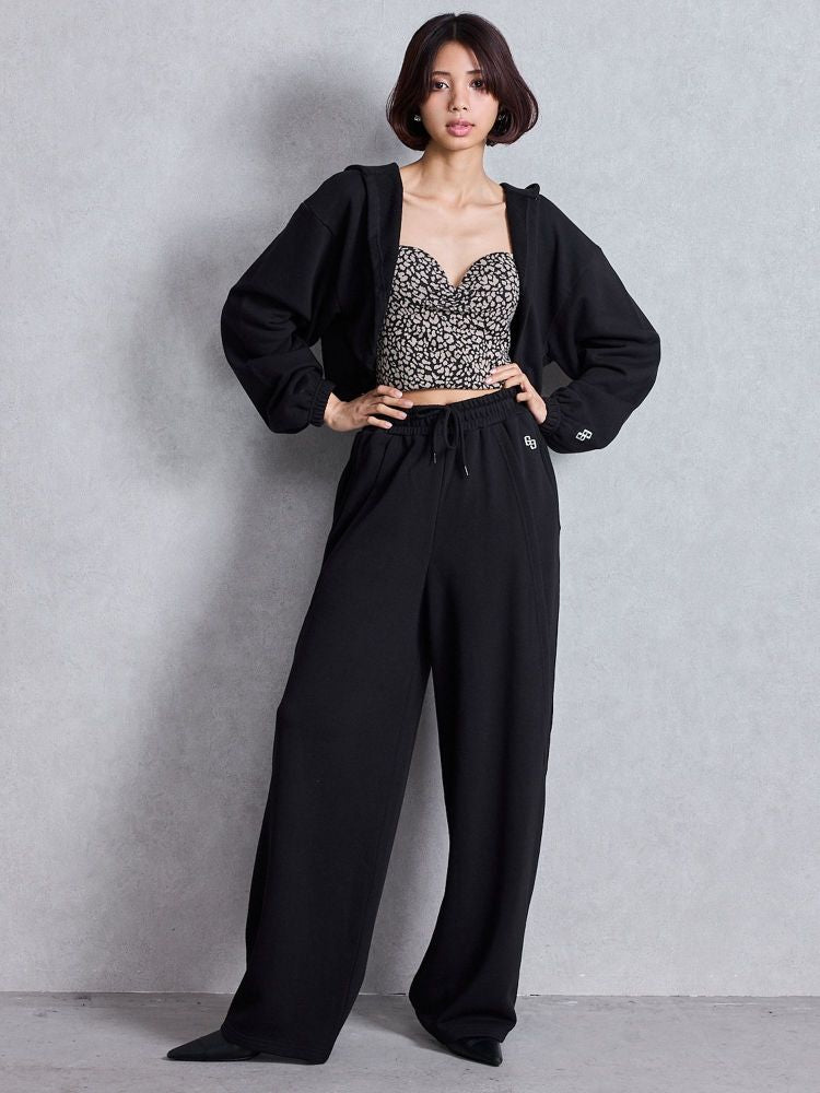 ジェイダ GYDA GG switch sideスウェットワイドパンツ (ブラック) ブラック