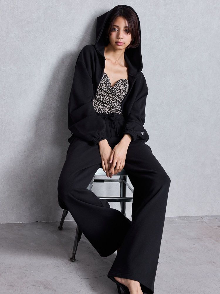 ジェイダ GYDA GG switch sideスウェットワイドパンツ (ブラック) ブラック