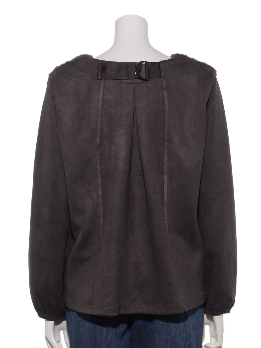 GIPSY BLUE 【Charm】 Fake Fur + Stretch Combination Pullover