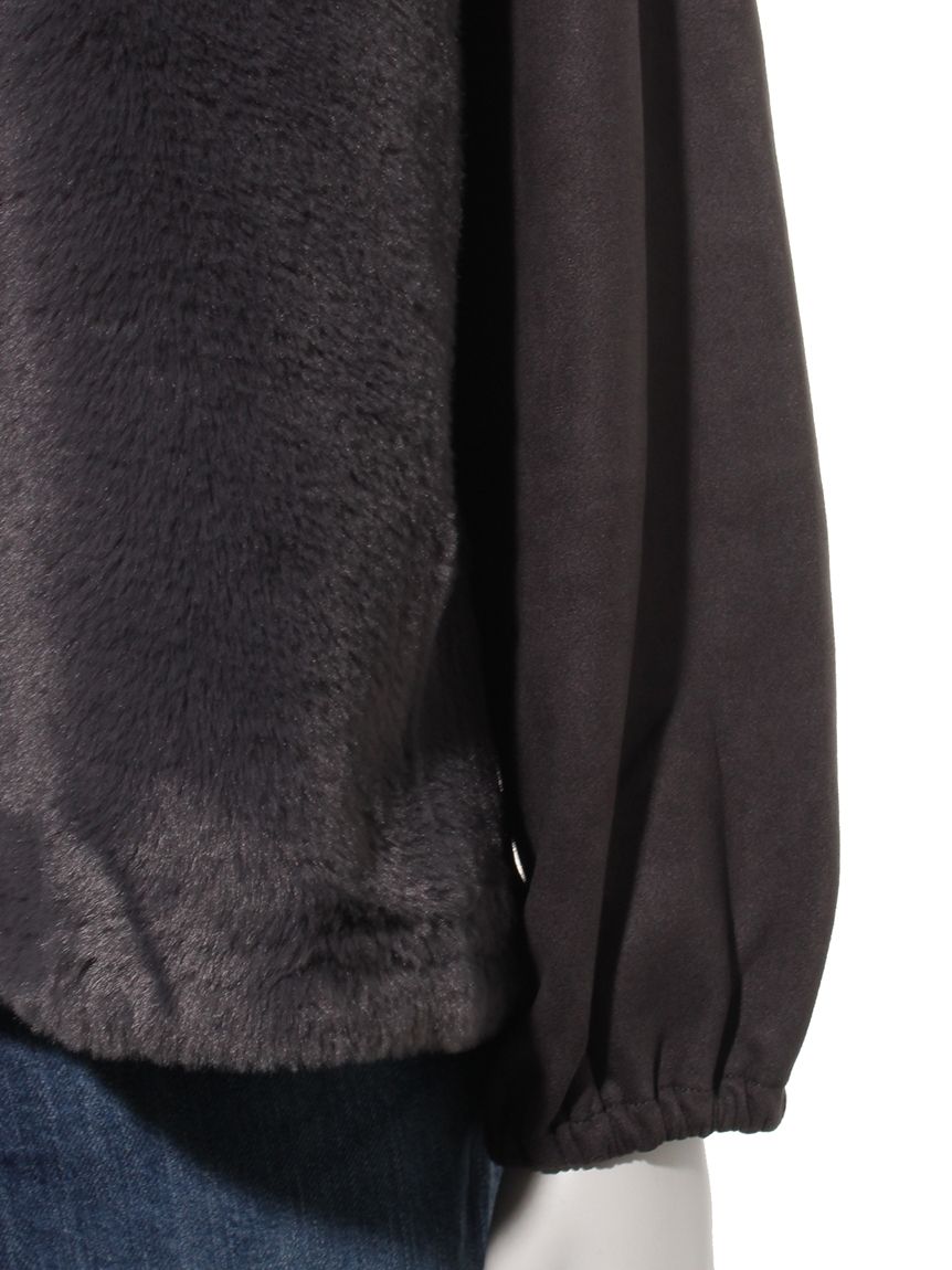GIPSY BLUE 【Charm】 Fake Fur + Stretch Combination Pullover