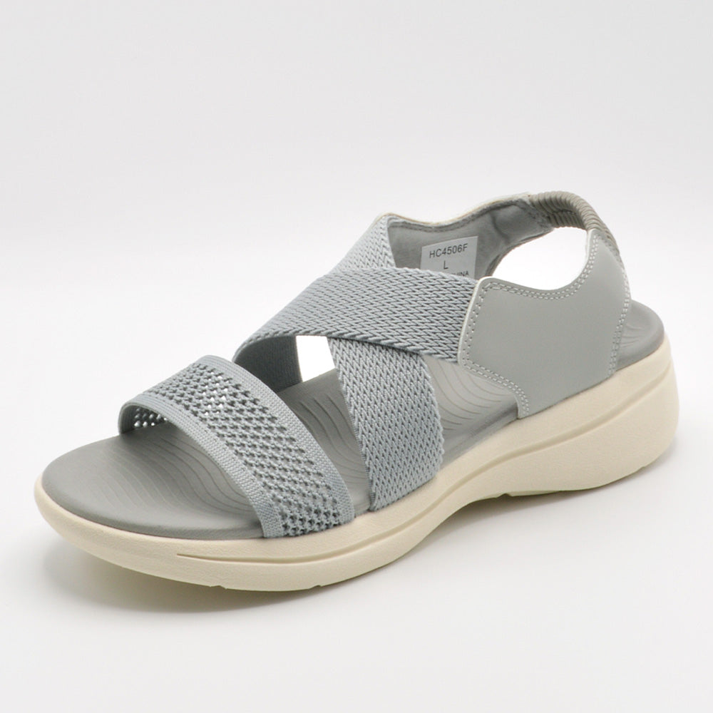 ハッシュド コーデ Hashed Coorde サンダル レディース フライニットXクロスゴム HC4506 ハッシュド コーデ スポーツサンダル (グレー) グレー
