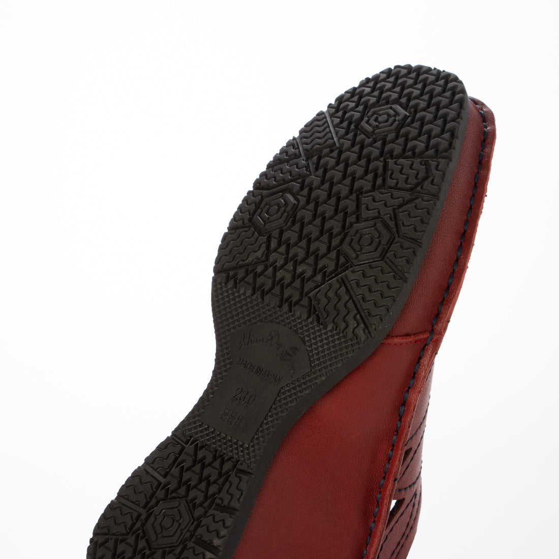 ヒナ デイ グリーン Hina Day Green 本革フラワーステッチウェッジソールパンプス (レッド) レッド